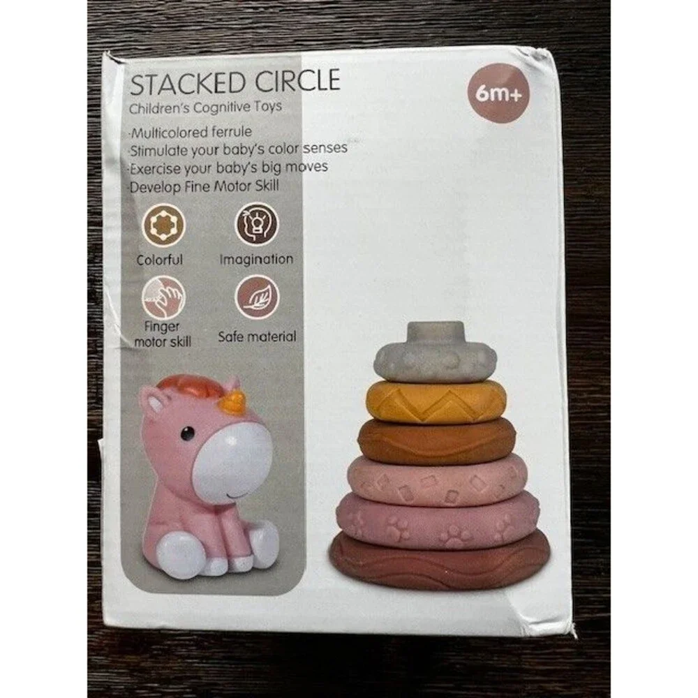 Stacking Nesting Baby Toy Nueplay 7 Pcs Squeeze Teething Cognitive Toy NEW